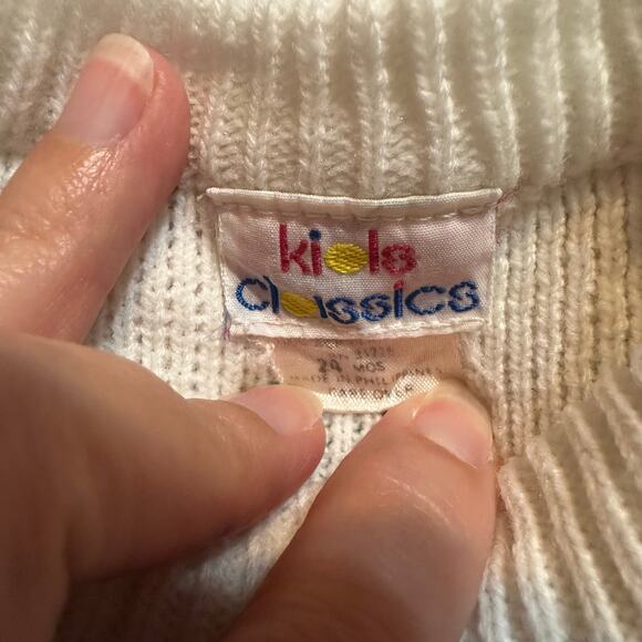 Vintage Kids Classics Fair Isle Knit Sweater Pink Green White Baby 24M - Picture 3 of 9